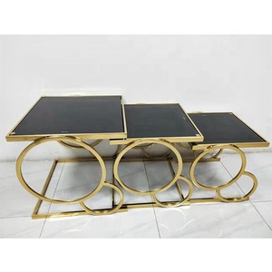 Table basse en <span class=keywords><strong>marbre</strong></span> <span class=keywords><strong>noir</strong></span> en <span class=keywords><strong>verre</strong></span> trempé en acier inoxydable bon marché chinois - Product Image 1