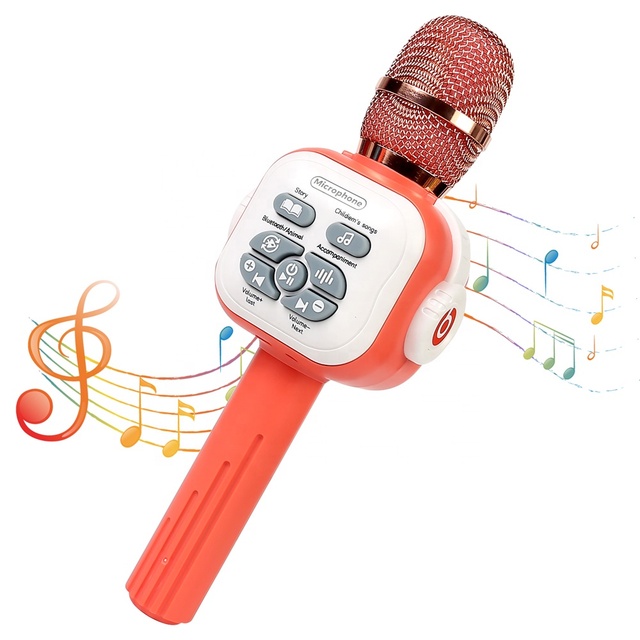 2022 Toy Musical Instrument Karaoke Wireless Handheld Microphone Toys for Kids KTV Singing with LED Light Music Toy Educational