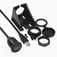 Bochara USB 3,0 macho a USB 3,0 hembra Cable de extensión con Panel de montaje empotrado para coche camión barco motocicleta 1m 2M
