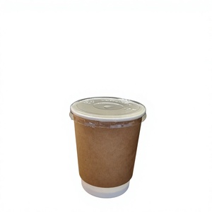 Factory Custom 6oz 8oz 10oz 12oz 16oz Disposable Kraft Paper <b>Cups</b> with <b>Lids</b> Single Wall Hot <b>Coffee</b> Tea Takeaway Drink <b>Cups</b> - Product Image 1
