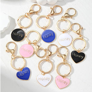 2025 goutte à goutte <span class=keywords><strong>d</strong></span>'huile saint valentin cadeau en forme de coeur cercle rond miel pendentif alliage porte-clés porte-clés sac pendentif accessoires - Product Image 1