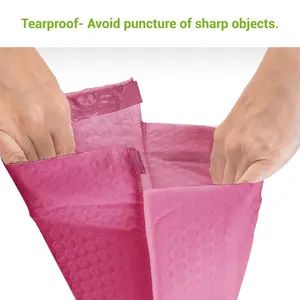 WiiGreen-Sac postal à bulles en polyéthylène rose léger de 2.0mm d'épaisseur, auto-adhésif, étanche et indéchirable, pour supermarché - Product Image 4