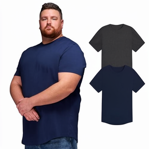Magliette da Uomo Taglie Grandi OEM/ODM, T-Shirt Elasticizzata Tinta Unita per Uso Casual, Lunghezza Extra, Confezione da 2, Blu Navy/Grigio Antracite 3XL - Product Image 1
