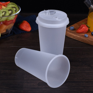 Disposable Plastic Milk Tea <b>Cup</b> 90mm Diameter With Lid For <b>Cold</b> Drinks And Juices Travel Use - Product Image 2