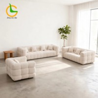 Modernes Hochwertiges L-förmiges Chesterfield Modulares Sofa-Set Luxuriöses Weiß-Cremefarbenes Echtleder-Polster Übergroßes Ecksofa für Villen