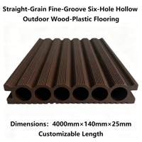 Lames de terrasse WPC à grain droit et rainures fines, 6 cavités, 140mmx25mm, étanches, écologiques, options de couleur personnalisées, pour jardin