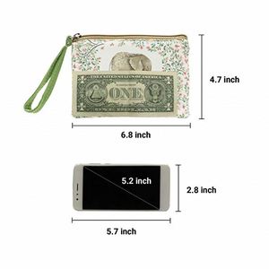 Custom Printed Canvas Cosmetic Handbag Coin Purse Cosmetic Makeup Bag Cell Phone Purse Pouch With <b>Wrist</b> <b>Strap</b> Bag Handbag - Product Image 3