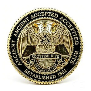 Moneda Conmemorativa de Aleación de Zinc con Impresión UV y Esmalte, Diseño de Águila de Dos Cabezas del Rito Escocés, Regalo para Navidad y el Día de la Madre - Product Image 2