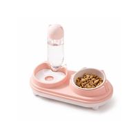 Bol double pour animaux de compagnie en forme de tête de chat, bol à nourriture pour chien et chat, fontaine à eau automatique, bol d'alimentation personnalisable pour animaux de compagnie
