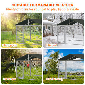 Large Outdoor Dog Kennel 120x120inch Heavy Duty Outside Dog Kennel With Roof, Galvanized Steel Dog Kennel Fence - Product Image 5