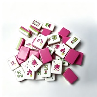 Jeu de Mahjong en Acrylique Cœur Attrayant avec Nœuds Roses – Tuiles de Mahjong pour Soirées Familiales