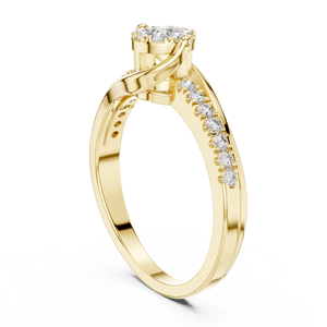 Bague de luxe en or jaune pour femmes, bague de fiançailles en or massif 18 carats avec diamant naturel, bijoux fins pour anniversaire de mariage - Product Image 1