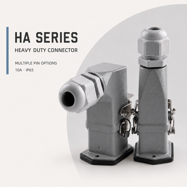 Heavy Duty Connector HDC HA Series 3 Pin 10A Top Entry IP65 Waterproof Industrial Power Male Female Plug and Socket