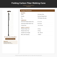 Canne de marche en fibre de carbone 3K pour seniors, poignée en bois de wengé, hauteur réglable 110-140 cm, embout antidérapant, légère, randonnée en plein air