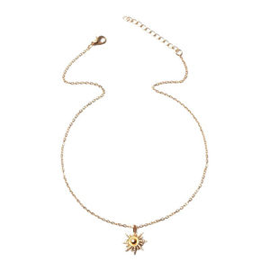 Collier pendentif soleil plaqué or en gros - Bijoux de mode chaîne de pull de luxe pour femmes - Product Image 1