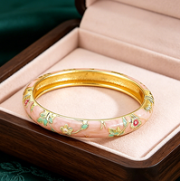 Brazalete Cloisonné de Alta Calidad Hecho a Mano con Esmalte de Aleación, Diseño Floral Vintage, Artesanía Étnica, Regalo para Mujer, Joyería Diaria