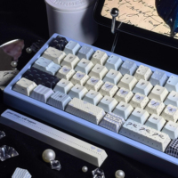 Keycaps Polka Dot Garam Laut PBT 150 Tombol Profil Cherry/SOA untuk MX Switch GH60/GK61/GK64/84/87/96/104/108/980 Keyboard Mekanik