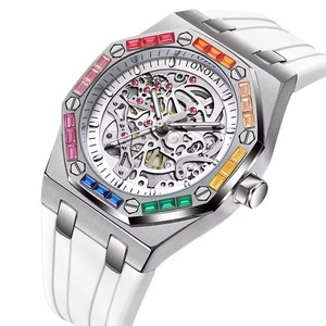 Montre mécanique pour homme de haute qualité, livraison directe, bracelet en silicone, diamant, automatique, style business, dernière collection - Product Image 2