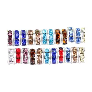 100 Stück Strass Spacer Perlen für Schmuck herstellung DIY Roségold Metall Silber Farbe Rondelle Perlen Spacer Kupfer Material