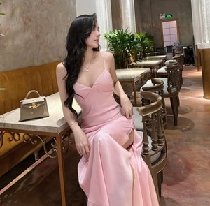 Elegant Women Satin <b>Slip</b> Dress V Neck Spaghetti Strap Silk Maxi <b>Long</b> Dress Evening Party Bridesmaid Wholesale Custom - Product Image 1