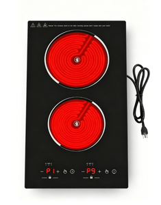 Cuisinière infrarouge commerciale intégrée VBGK 220V 2 brûleurs, panneau en verre céramique, commande tactile par capteur, 9 niveaux de chauffage, sécurité enfant - Product Image 1