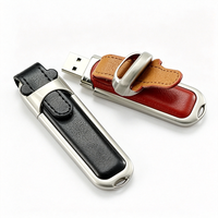 Clé USB 2.0 en cuir avec porte-clés, mémoire flash, 4 Go, 8 Go, 16 Go, 32 Go, 64 Go, cadeau promotionnel personnalisé