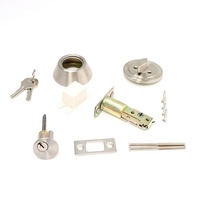 Serrure de porte à pêne dormant monocylindre, finition nickel satiné, en acier inoxydable, étanche, antivol, durable, pour porte d'entrée avec clé