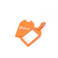 Étiquette de bagage personnalisable en similicuir PU orange avec fenêtre, impression de logo sur mesure