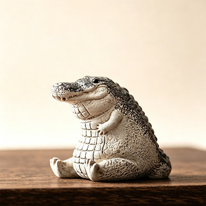 Mini Crocodile Resin Statue Animal Shape Home Decoration Artistic Craft Ornament - Product Image 2