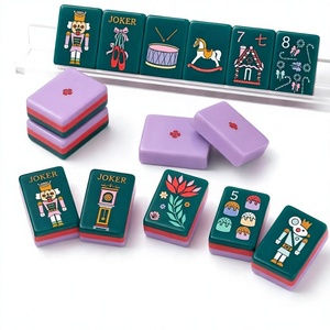 Juego de Mahjong Americano de Lujo en Acrílico, con Diseño Botánico de Cactus en Verde Menta y Rosa, Portátil y Personalizable - Product Image 4