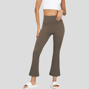 Pantalon évasé de yoga taille haute nu pantalon de yoga à jambe large confortable à séchage rapide tissu élastique doux à haute élasticité - Product Image 1