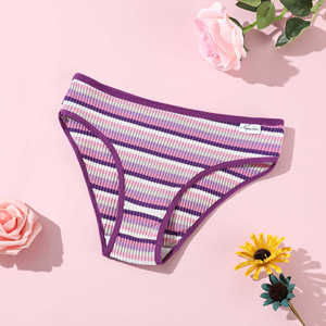 Nouvelles culottes en coton rayées colorées pour femmes, taille basse, respirantes, string pour filles, sous-vêtements quotidiens - Product Image 2