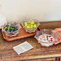 Bol à dessert en verre transparent à motifs de pétales, en forme de fleur, pour salade, fruits, collations, décoration de table à manger à la maison
