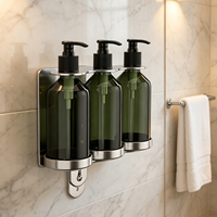 Support mural 3-en-1 pour distributeur de savon liquide, shampoing et gel douche pour hôtels