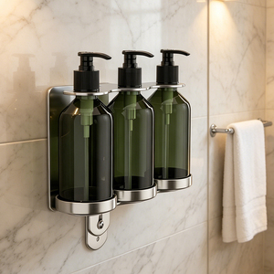 Dispenser Manuale <span class=keywords><strong>per</strong></span> <span class=keywords><strong>Sapone</strong></span> e Shampoo <span class=keywords><strong>per</strong></span> Hotel, Supporto a Parete 3-in-1 <span class=keywords><strong>per</strong></span> Liquidi, Accessorio <span class=keywords><strong>per</strong></span> <span class=keywords><strong>Bagno</strong></span> - Product Image 1