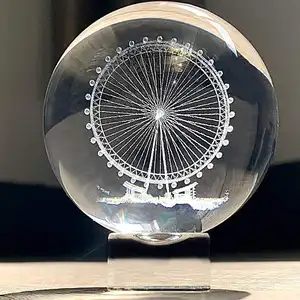 JY tedarikçiler üretim yeni moda festivali hediye 3d lazer gravür kristal el işi cam topu