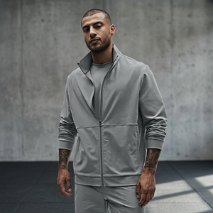 Chaqueta Safari Gris para Hombre con Cremallera Completa, Cuello Vuelto, Estilo Hip Hop, Vaquera con Agujeros, Informal, Transpirable, de Poliéster, para Otoño - Product Image 3