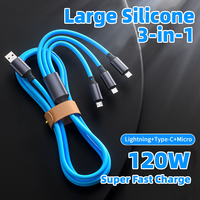 Cable de Carga Multifunción Micro USB para Teléfono Móvil, Cable USB 3 en 1 para Xiaomi, Samsung, Huawei, Cable de Carga Súper Rápida de 120w
