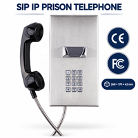 Téléphone mural réseau 12 touches en acier inoxydable brossé CE FCC avec cordon blindé pour téléphone SIP IP pour détenus en prison