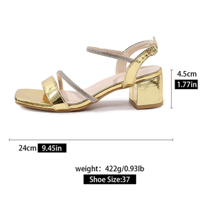 Nouvelles sandales sexy pour femmes à talons hauts, talons épais, dessus doré, strass, bride diagonale, col de <span class=keywords><strong>talon</strong></span>, bout ouvert, modèle A-SH-050 - Product Image 3