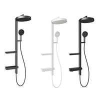 Ensemble de douche mural thermostatique en laiton gris anthracite pour hôtel, avec mitigeur de douche pluie et robinet de douche
