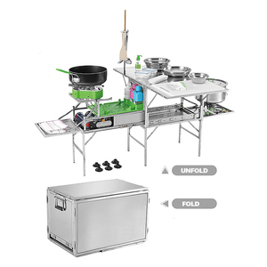Ourdoor Family camping folding table mobile kitchen with full set outdoor kitchen hiking cooking camp travel kitchen box