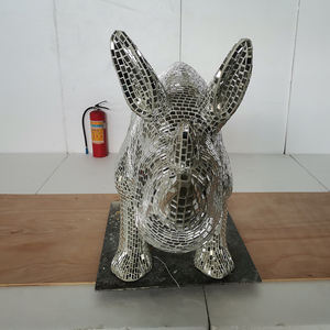 Personnalisé ODM/OEM Centres commerciaux Expositions Décor Hôtels Espaces Publics Affichage Grand Rhinocéros Art Statue Argent Mosaïque Rhino <span class=keywords><strong>Sculpture</strong></span> - Product Image 3