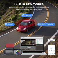 Caméra embarquée 2CH 4K avant + 4K arrière avec GPS intégré, haute définition, grand angle 170°, vision nocturne, connectivité téléphone portable, 24h/24