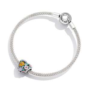 Breloque en argent tibétain en forme de cœur avec fleurs en émail colorées et pierres de zircon, style vintage, bijoux unisexes, cadeau - Product Image 2