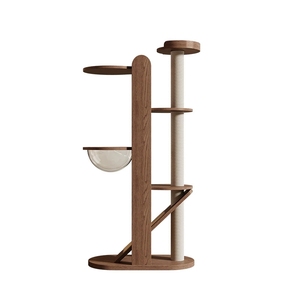 Solid Wood Tall Tree Space Capsule Nest Ladder <b>Scratching</b> <b>Post</b> Feel-Safe Enclosed Tower <b>for</b> Indoor <b>Cats</b> - Product Image 1