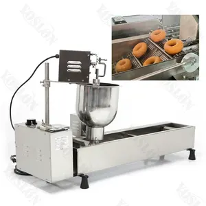 YOSLON Máquina automática de fazer donuts pequena de aço inoxidável de alta qualidade, fritadeira de donuts, mini máquina de fazer donuts para venda