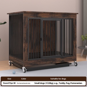 Cage pour chien personnalisée meubles caisse en bois pour chien avec portes chenil en <span class=keywords><strong>tube</strong></span> d'acier robuste intérieur pour petits/moyens/grands chiens - Product Image 4