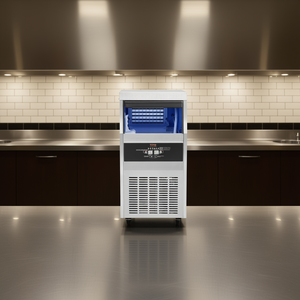 Machine à glaçons commerciale Vevor 110V en acier inoxydable automatique avec bac de 33 lb et filtre à eau, tuyau de raccordement - Product Image 2