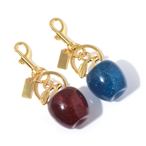 JIUZUN Vintage Metal Zinc Alloy Apple Bag Keychain Lightweight High Quality 3D Shape Warm Christmas Eve Lights Moving Happiness